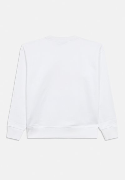 Witte sweatshirt met lange mouwen, ronde hals, geribbelde boorden en zoom. Gladde textuur, zonder patronen of extra details.