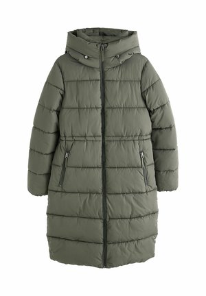 Next, REGULAR FIT - SHOWER RESISTANT HOODED LONG WADDED COAT - Zimný kabát - khaki green