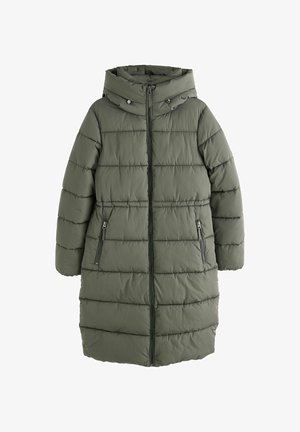 Next, REGULAR FIT - SHOWER RESISTANT HOODED LONG WADDED COAT - Zimný kabát - khaki green