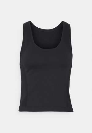 ATHLETE CROP SEAMLESS WORKOUT TANK - Topper - black