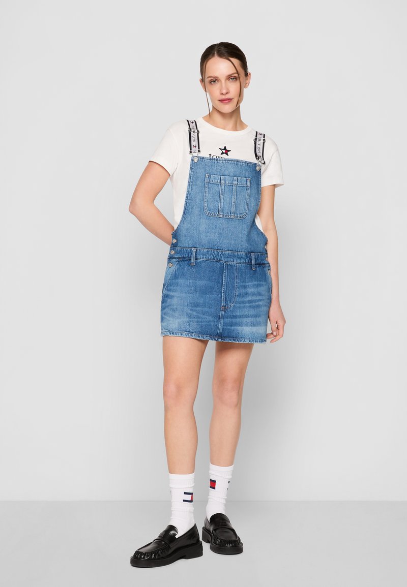 plus size mini black dress Clea Denim Dress – AMUR main image 1