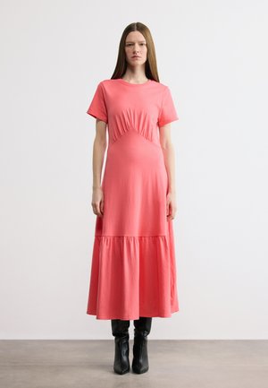 RUCHED BODICE SHORT SLEEVE TIER LONG DRESS - Trikotaažkleit - sunkissed