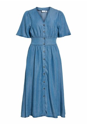 VILA, MIDI DRESS VIMAI SHORT SLEEVED - Teksakleit - medium blue denim