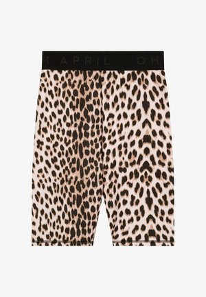 Lauvu raksta bokseršortus ar melnu elastīgu jostu, kurā ir teksts "APRIL OH." Izgatavoti no gludas auduma ar pieguļošu dizainu.