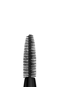 Scovolino per mascara nero con una forma allungata e appuntita, caratterizzato da setole ravvicinate per un'applicazione precisa e una finitura lucida alla base.