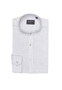 Jasnoszara, długosleeve'owa koszula w slim fit. Posiada kołnierzyk zapinany na guziki, zapięcie na guziki z przodu i mankiety z jednym guzikiem. Teksturowana tkanina.