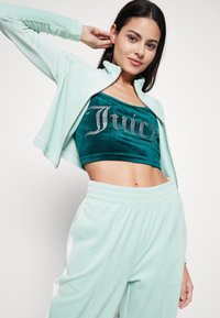 Juicy Couture COLOURBLOCK CROPPED TRACK  - Mikina so zipsom - greyed jade