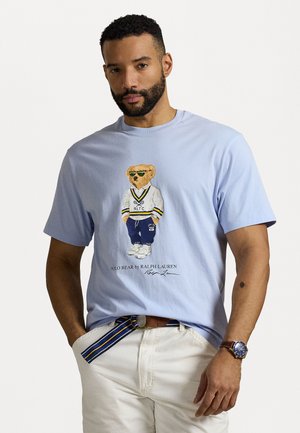 STRIPED SOFT COTTON POLO SHIRT - T-shirt imprimé - cornflower blue