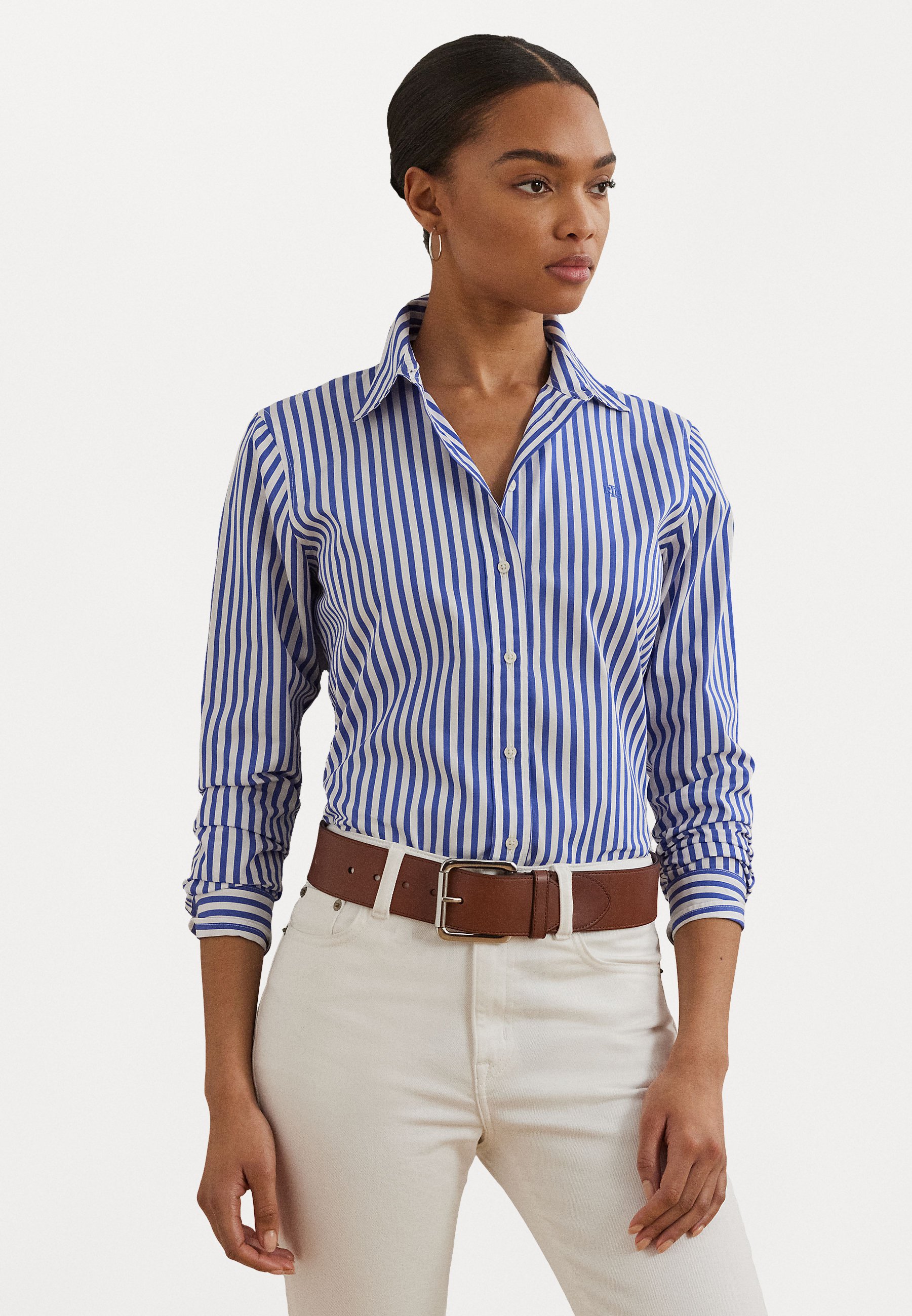 売れ筋商品|||ラルフローレン シャツ レディース トップス Relaxed Fit Print Roll Tab Sleeve Shirt - Button-down blouse - white Relaxed Fit Print Roll-Tab Sleeve Shirt