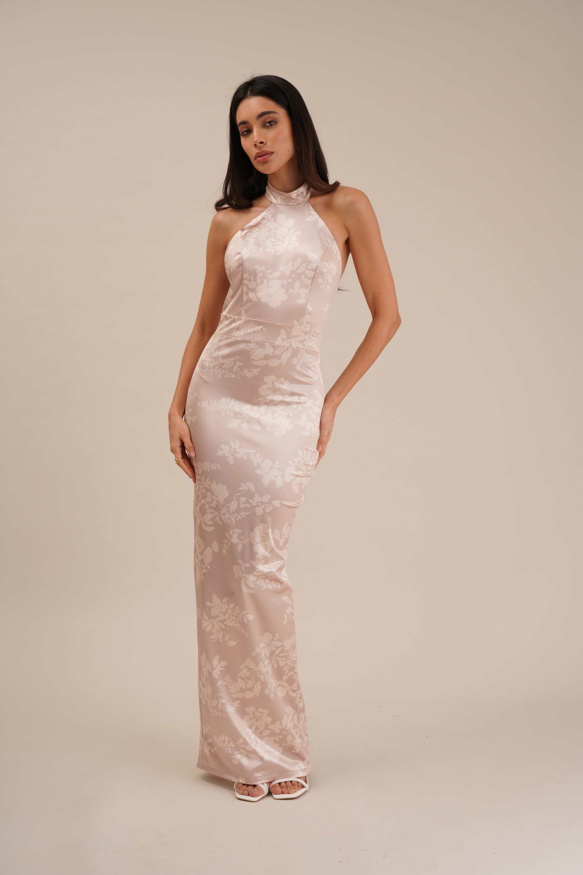 sachin and babi light blue dress Azazie Plus Size V Neck Column 3D Flowers Embroidery Floor-Length Maxi Wedding Guest Formal Dresses In Champagne main image 0