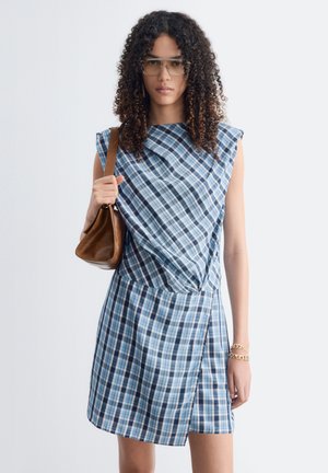 & OTHER STORIES, & OTHER STORIES PLEATED JACQUARD MINI DRESS - Robe de jour - blue