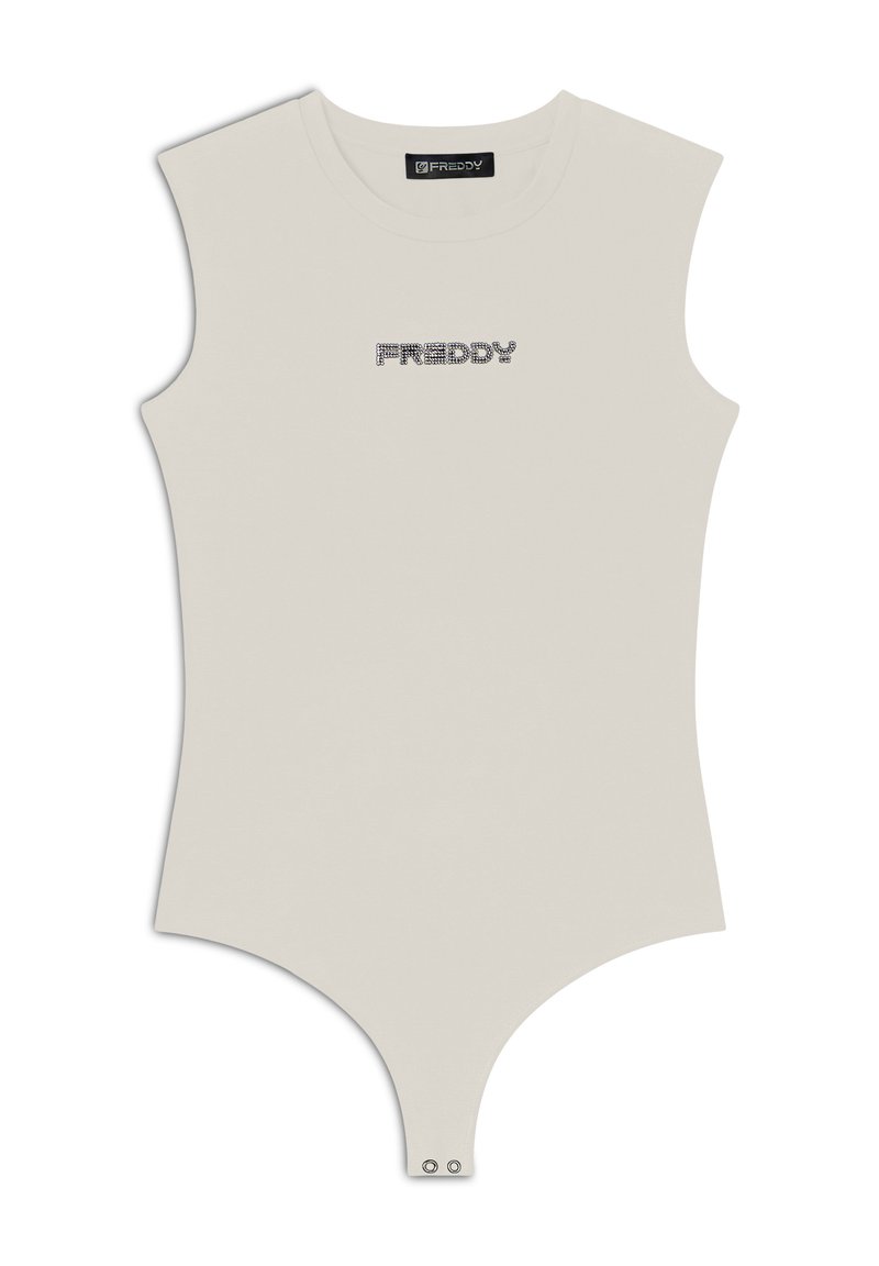 Freddy SENZA MANICHE IN STRETCH CON LOGO STRASS - Body - white sand
