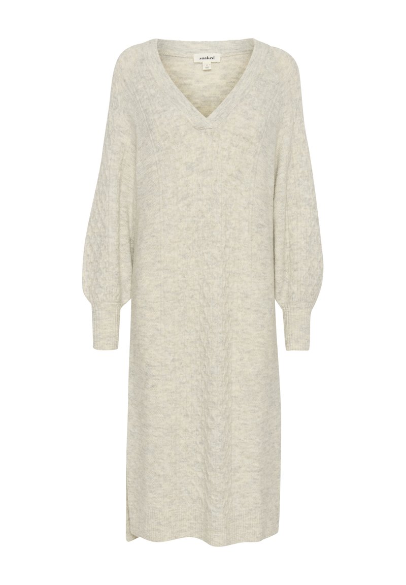 Soaked in Luxury Gebreide jurk lichtgrijs gemêleerd