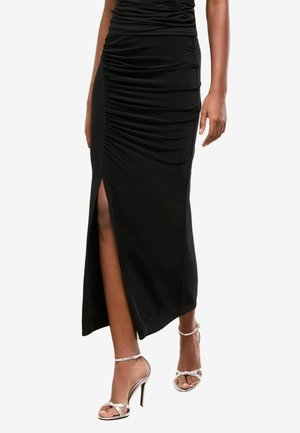 Gonna a tubino - black slinky midi skirt