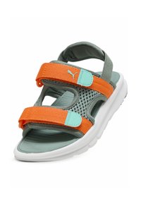 Puma EVOLVE - Pārgājienu sandales - green moon orange glo aquatic
