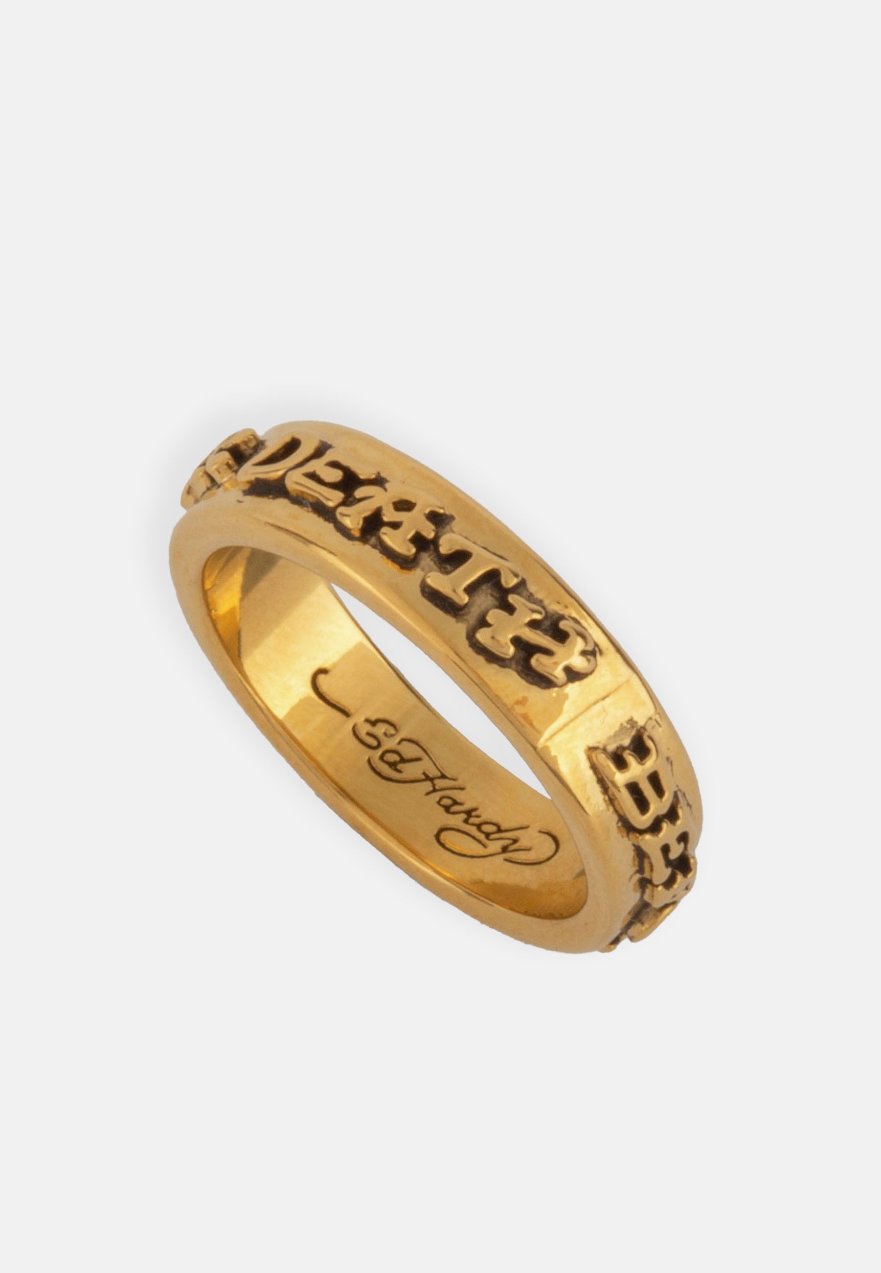 Ed Hardy DEATH BEFORE DISHONOR BANDリング Ed Hardy Death Before Dishonor Dagger Signet Ring - Silver