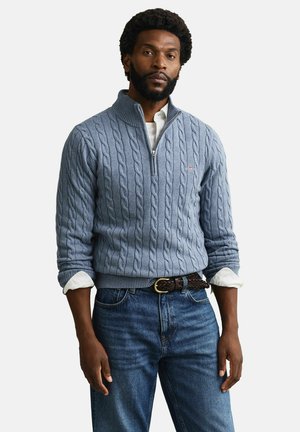 CABLE HALF ZIP - Strickpullover - faded denim