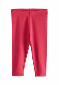 Leggings a coste di un vivace colore rosa. Presentano una vita elastica e un design aderente, che termina poco sopra la caviglia.