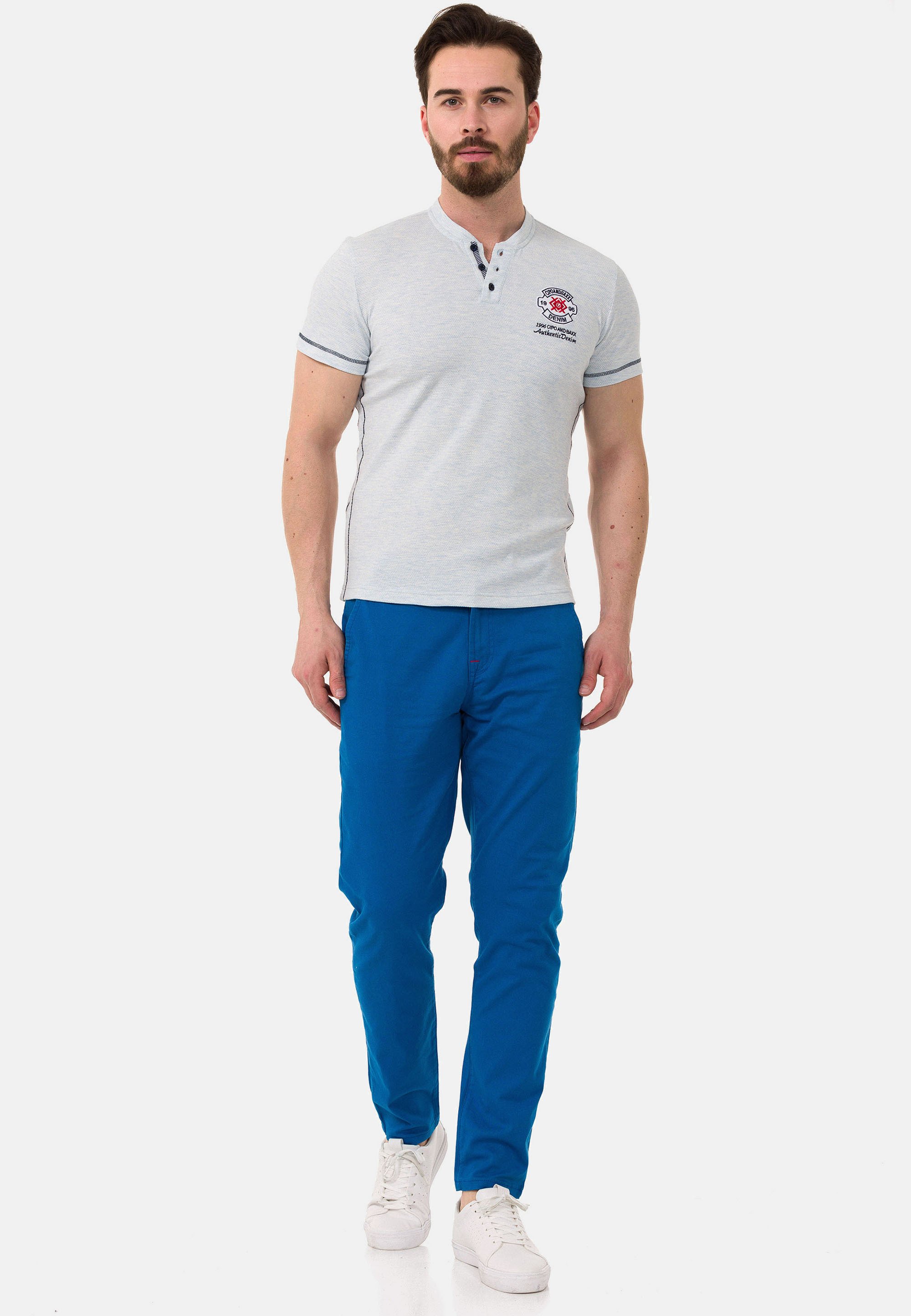 Cipo & Baxx Herren T-Shirt Slim Fit - Lässiges Freizeit-Shirt Mit Stretch