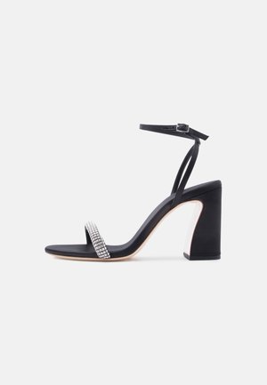 MALIA CURVED HEEL SIMPLE WITH ANKLE WRAP - High heeled sandals - black