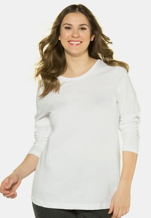 COL ROND EN MÉLANGÉ - Long sleeved top - white