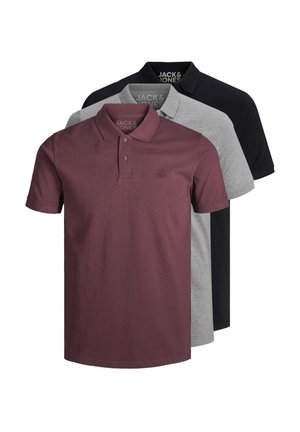 Jack & Jones 3 PACK BASIC - Polo shirt - proyal grey black