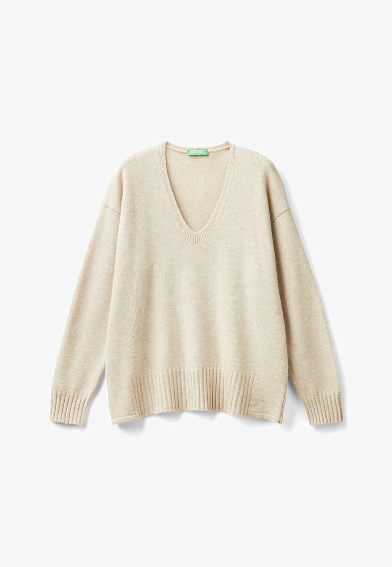 United Colors of Benetton V-NECK BLEND. - Strickpullover - beige