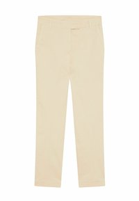 Ljusbeiga chinos i bomull med rak bendesign, sidfickor och en slät yta. Minimalistisk stil utan mönster.