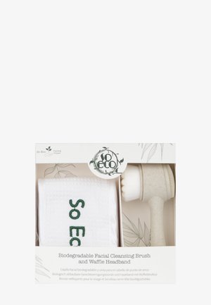 SO ECO BIODEGRADABLE FACIAL CLEANSING BRUSH AND WAFFLE HEADBAND - Skincare set - white & stone