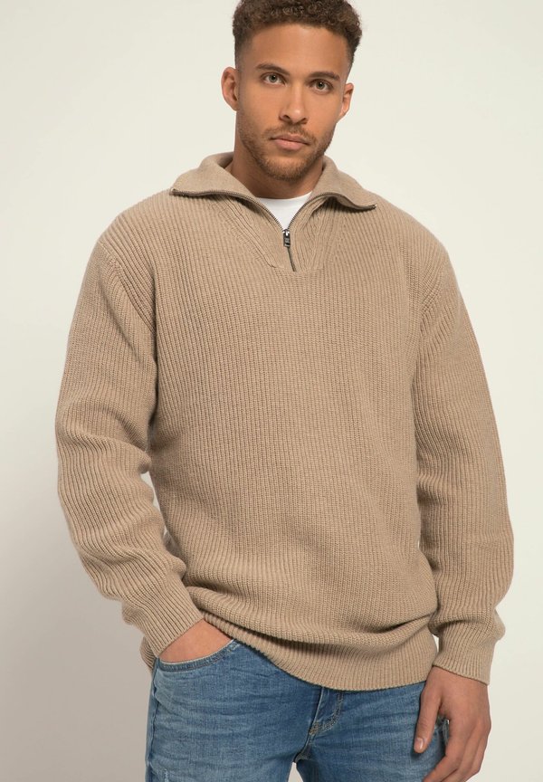 STEHKRAGEN MIT ZIPPER BIS - Strickpullover - beige