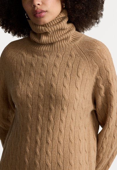 Polo Ralph Lauren CABLE WOOL-CASHMERE TURTLENECK DRESS - Kampsunkleit - camel melange