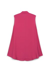 Canotta in un vivace rosa fucsia, con colletto strutturato e una vestibilità ampia e fluida, orlo arrotondato e texture morbida.