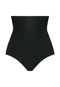 Slip modellante nero a vita alta realizzato in un tessuto liscio e elasticizzato, con design senza cuciture e senza chiusure o decorazioni visibili.