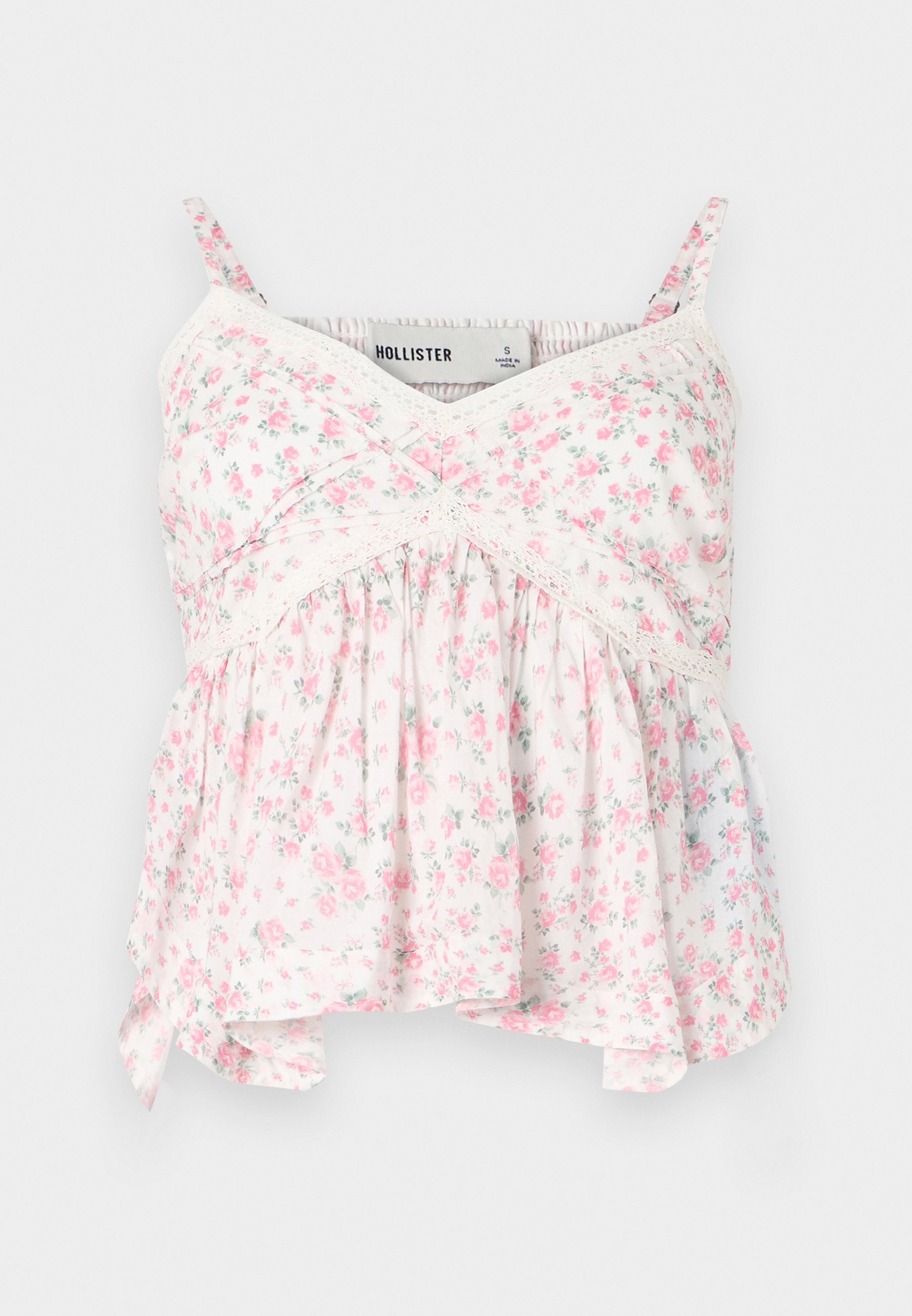 Hollister Co. Easy Lace Trim Babydoll Top - Top - sherbert/white