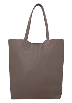 Braune Ledertasche mit zwei Schulterriemen und strukturierter Oberfläche, dargestellt auf weißem Hintergrund.