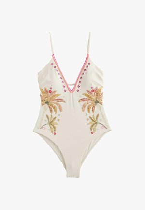 Next, REGULAR FIT - SEQUIN EMBELLISHED PLUNGE TUMMY CONTROL SWIMSUIT . - Badeanzug - cream pink