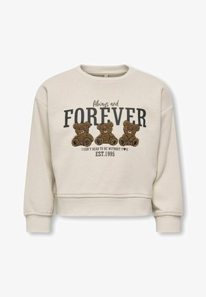 Felpa beige con tre orsetti marroni e testo: "Per sempre e in eterno, non riesco a sopportare di stare senza di te, dal 1995."