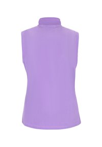 Ärmelloses Poloshirt in Helllila, mit hohem Kragen, glatter Textur und tailliertem Design, geeignet für Freizeit- oder Sportbekleidung.