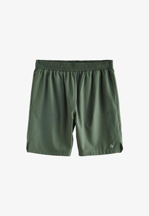 Groene sportieve shorts van lichtgewicht stof, met een elastische tailleband, zijzakken en een klein logoaccent aan de zoom.