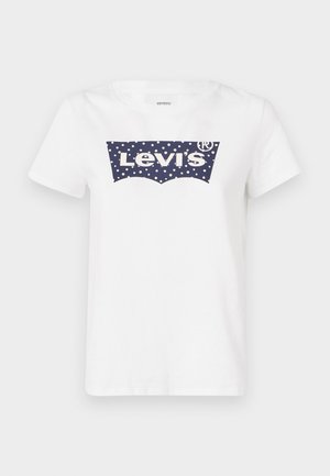 Valge puuvillane T-särk, mille keskel on siniste täppidega Levi'si logo. Klassikaline ümmargune kaelus ja lühikesed varrukad.