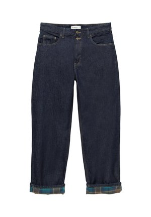 PULL&BEAR, CHECKED WITH TURN-UP HEMS - JEANS - Relaxed fit jeans - dark blue
