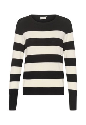 Kaffe Jumper - black   turtledove stripe