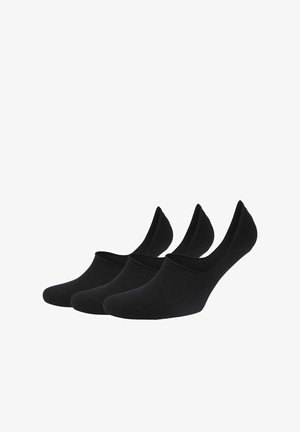 Zwarte onzichtbare sokken gemaakt van zacht materiaal. Laag uitgesneden ontwerp met een gladde textuur en elastische boord voor een veilige pasvorm. Drie paar inbegrepen.