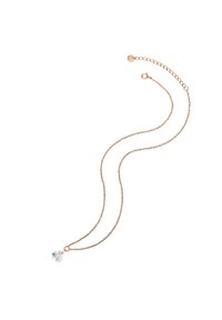 Roosa kuldne kaelakee kahest kõverast kettist, millel on selge ripats. Kettidel on peen, lingitud disain ja homaariklamber.