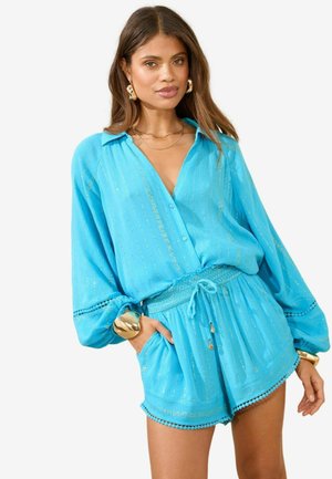 REGULAR FIT - WITH POM TRIM - Swimming shorts - aqua blue