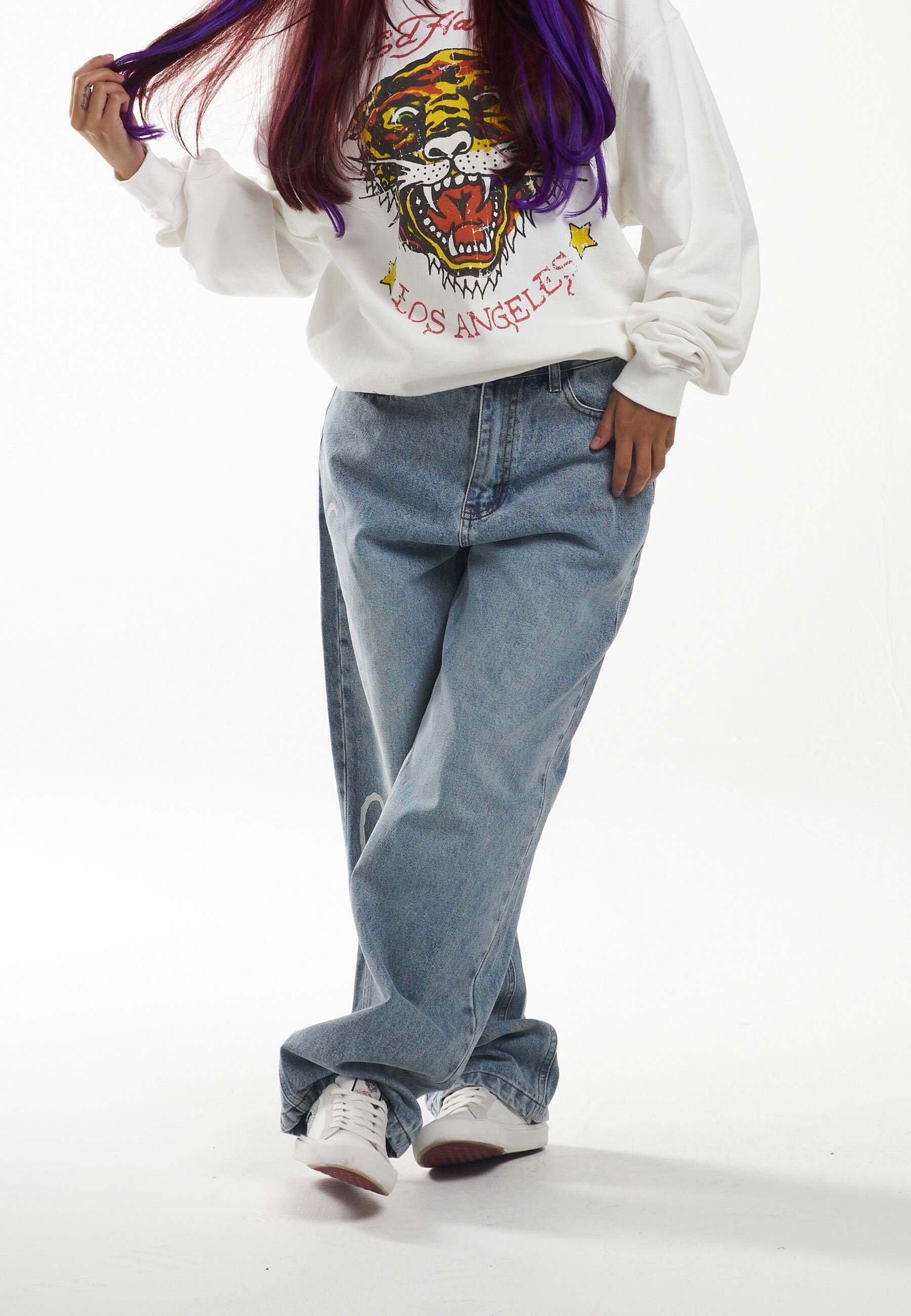 Ed Hardy FLAMING SKULL - Relaxed fit jeans - blue/blauw - Zalando.nl