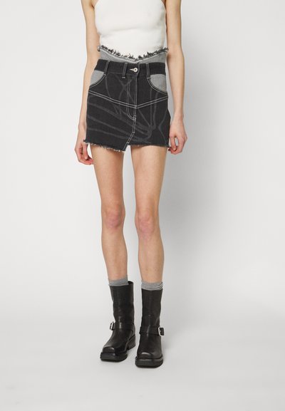 Clear To Rain LASER PATCHWORK SKIRT - Τζιν φούστα - black/grey
