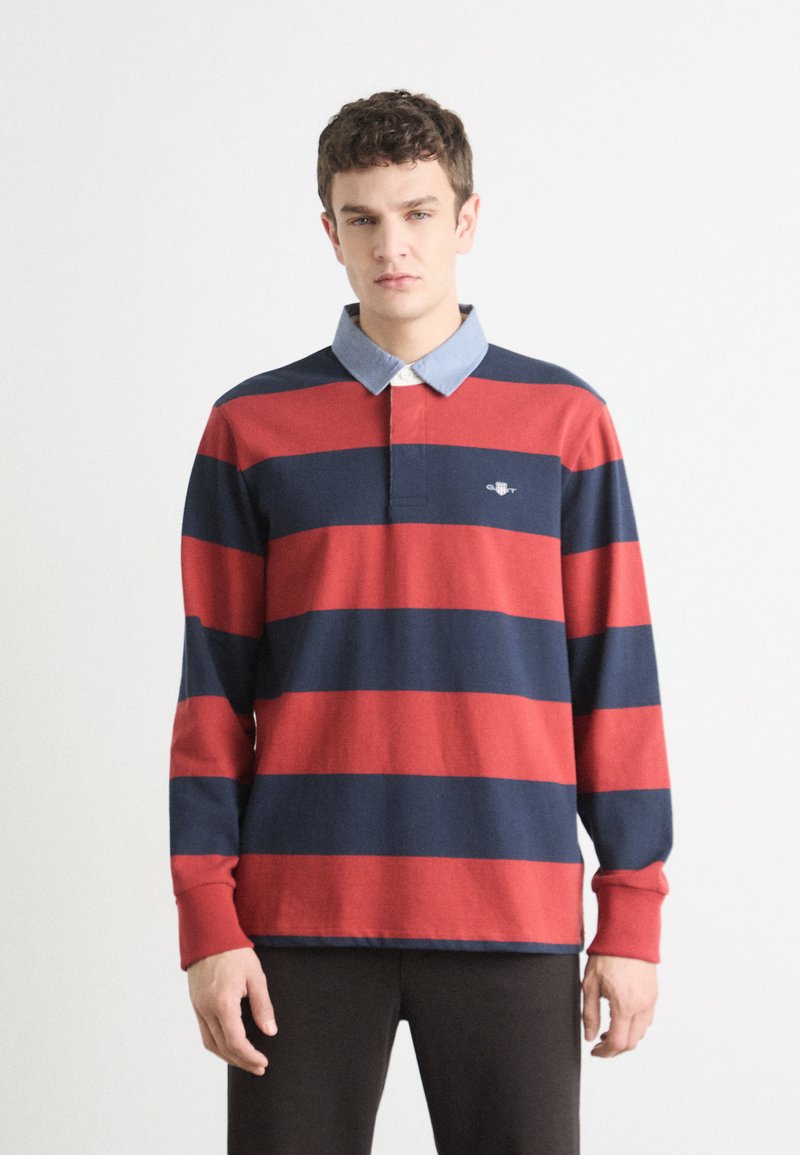 GANT STRIPE HEAVY RUGGER - Pikkade varrukatega topp - iron red