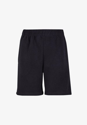 Shorts negri din bumbac cu un tiv elastic, având un design simplu și o textură netedă. Fără buzunare sau elemente decorative vizibile.
