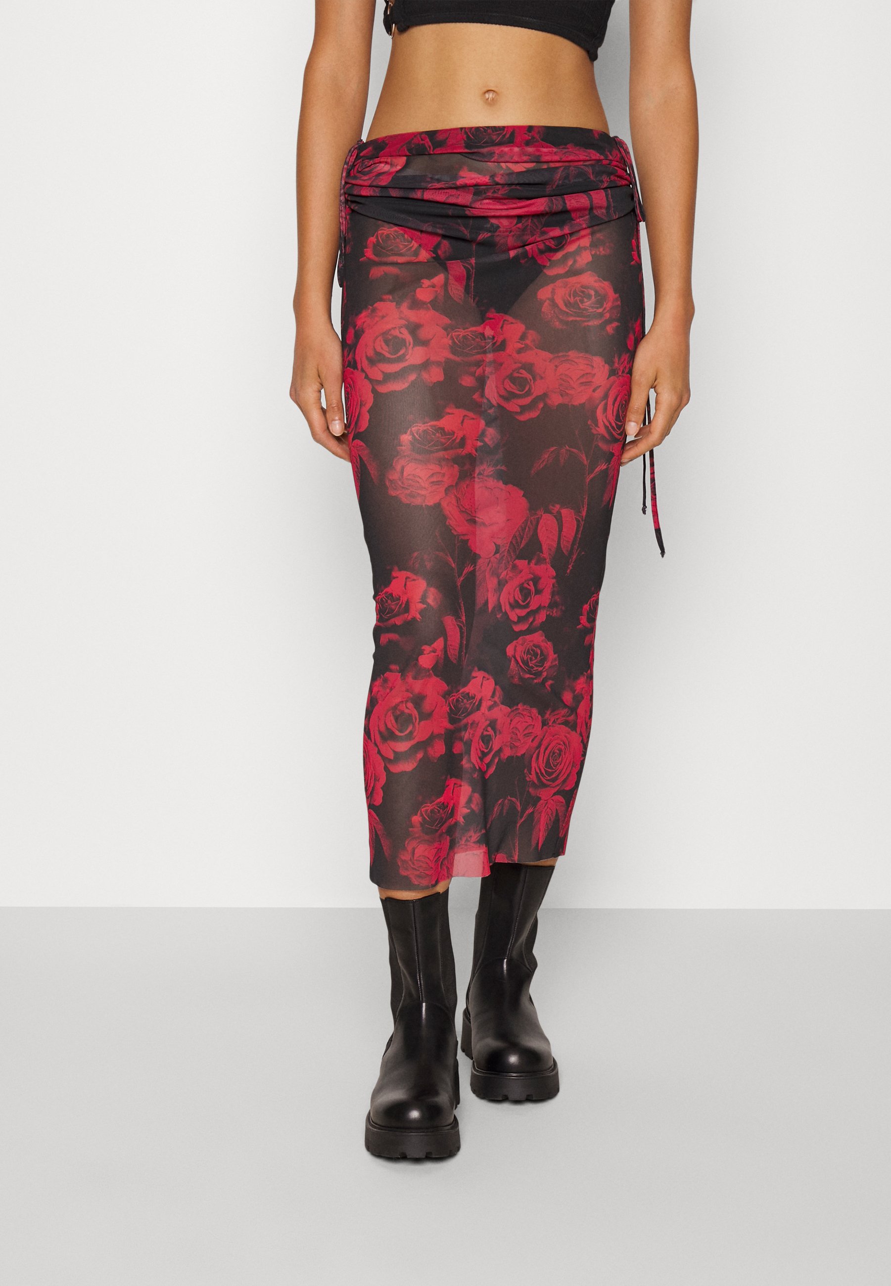 Red mesh maxi skirt Clearance